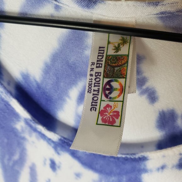 India Boutique Women's Sz OS Tie Die Red White & Blue Lightweight Tunic Dress - Picture 5 of 6